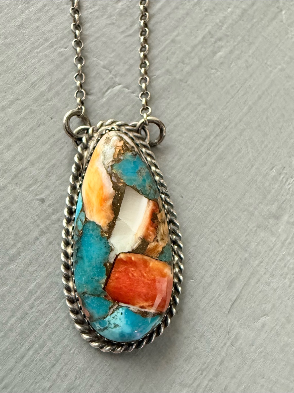 Jerry Cowboy 925 Sterling Silver Navajo Artisan Pendant & Necklace